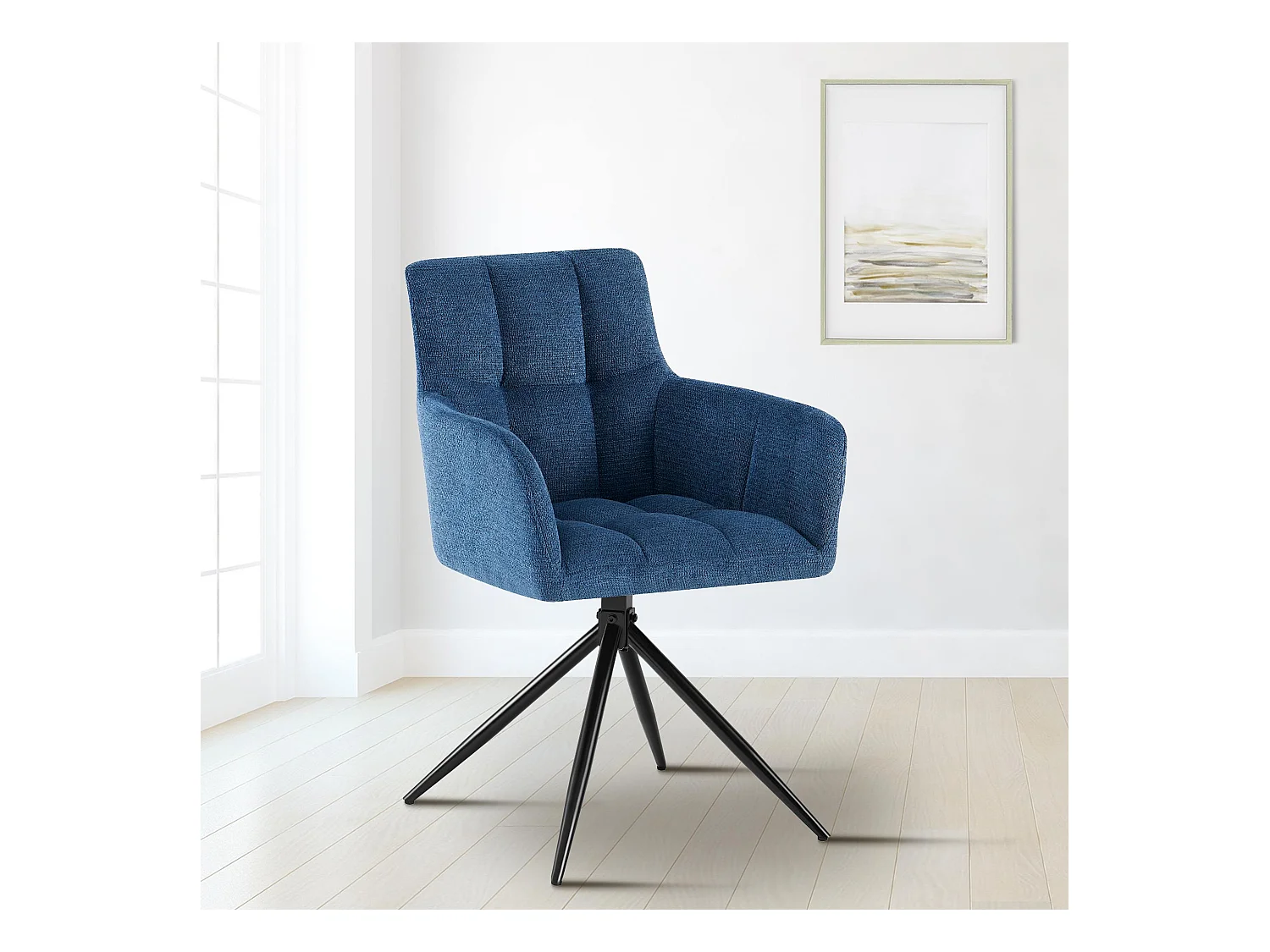 Lot de 2  chaises avec accoudoirs - Tissu - Bleu foncé - Jonah