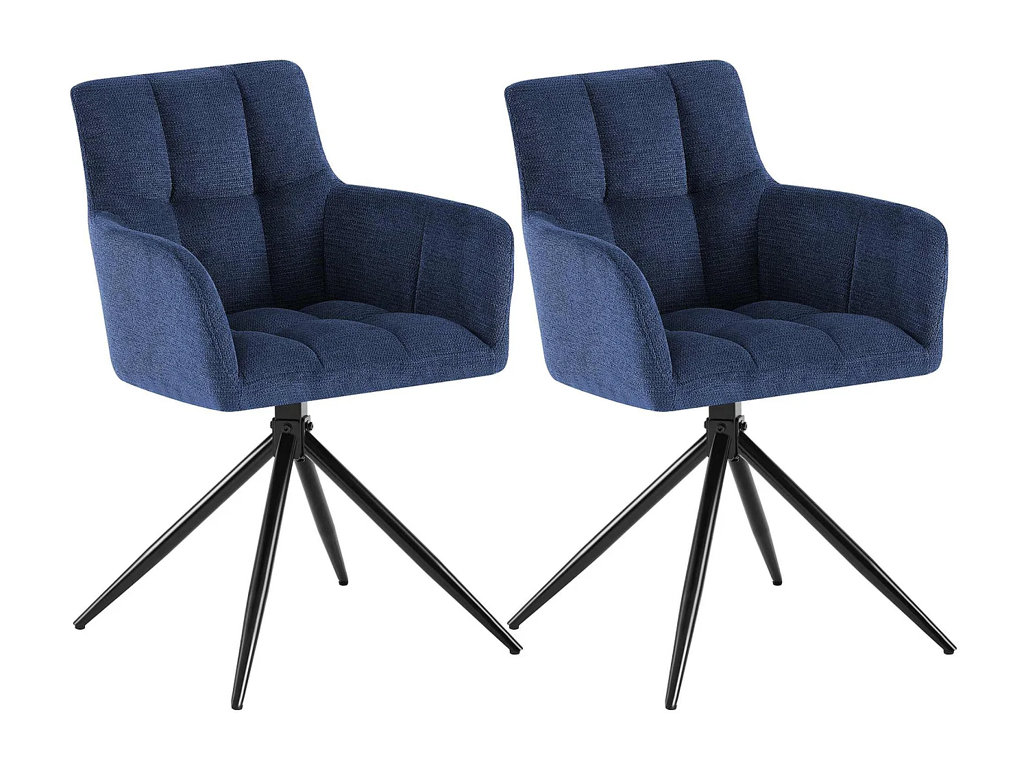 Lot de 2  chaises avec accoudoirs - Tissu - Bleu foncé - Jonah