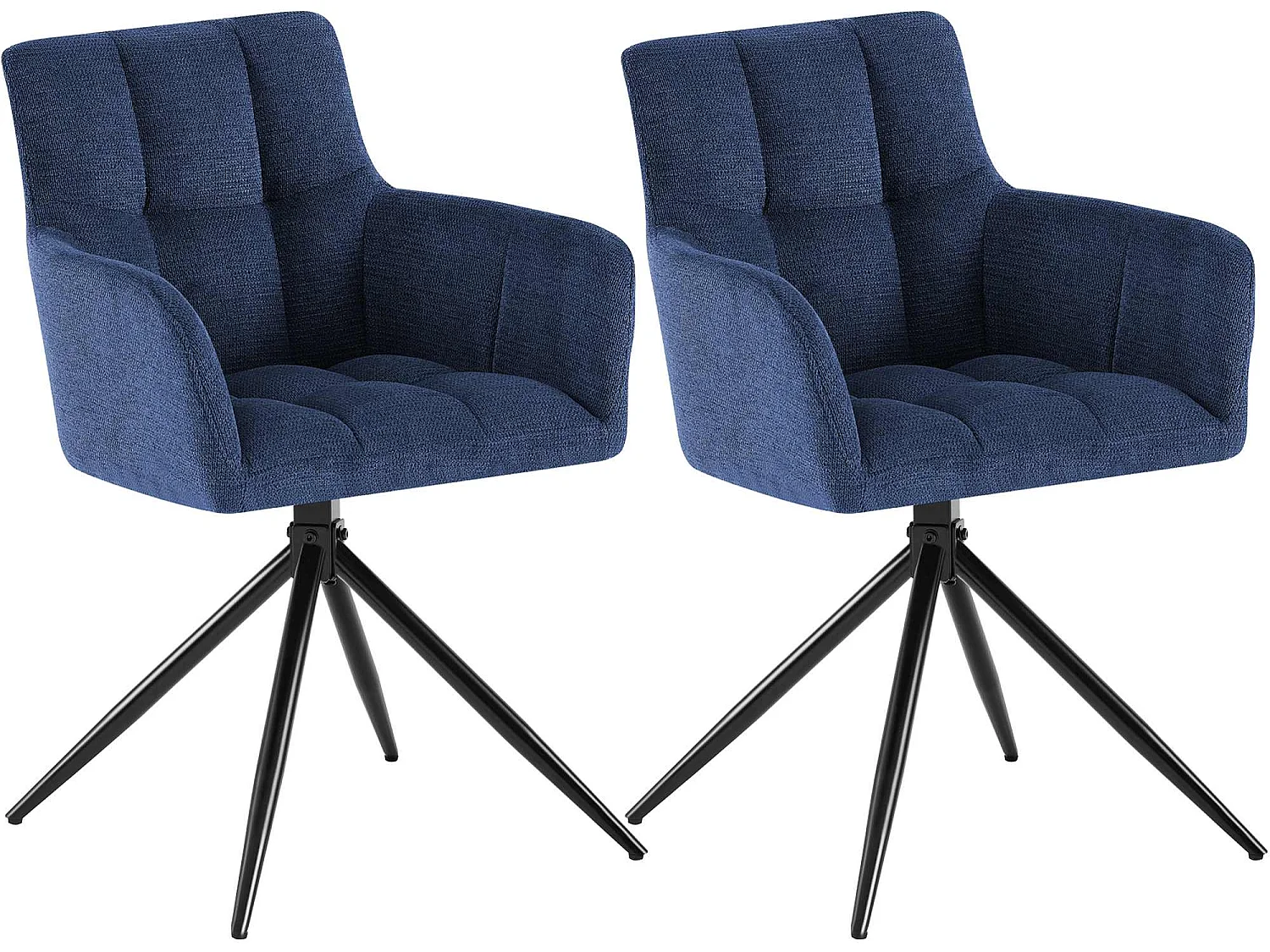 Lot de 2  chaises avec accoudoirs - Tissu - Bleu foncé - Jonah