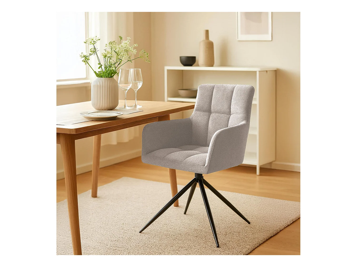 Lot de 2  chaises avec accoudoirs - Tissu - Taupe - Jonah