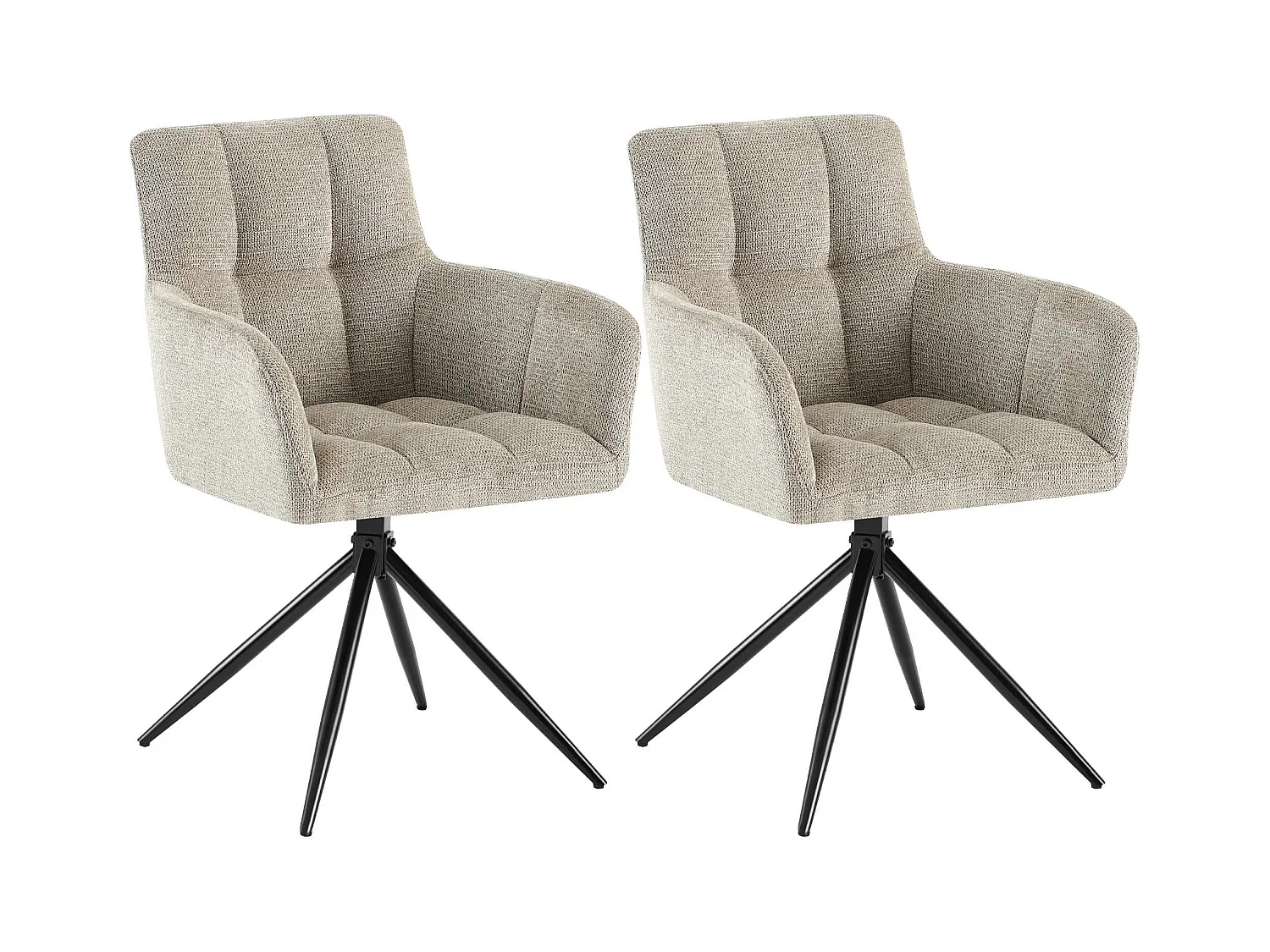 Lot de 2  chaises avec accoudoirs - Tissu - Taupe - Jonah
