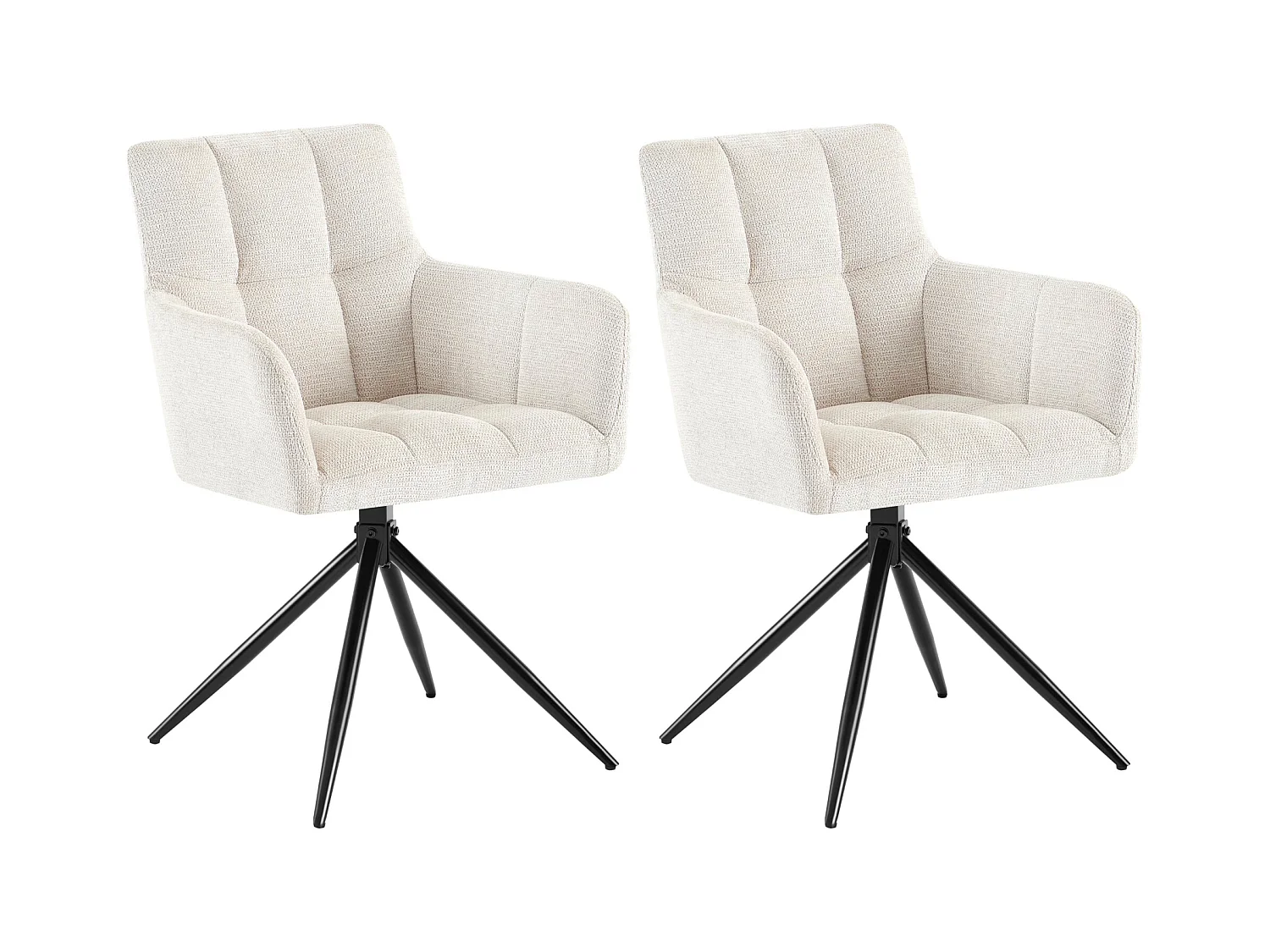 Lot de 2  chaises avec accoudoirs - Tissu - Crème - Jonah