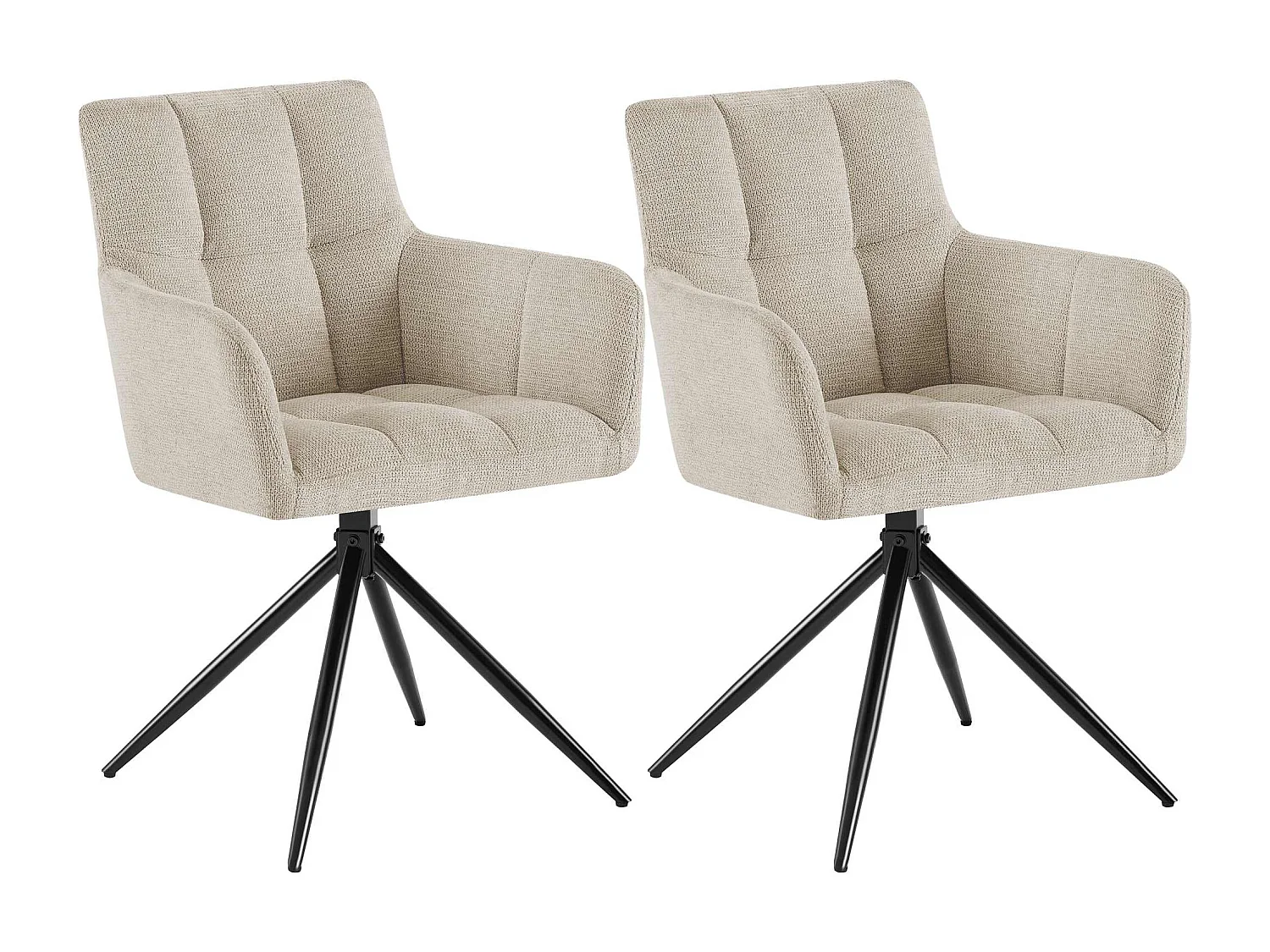 Lot de 2  chaises avec accoudoirs - Tissu - Crème - Jonah