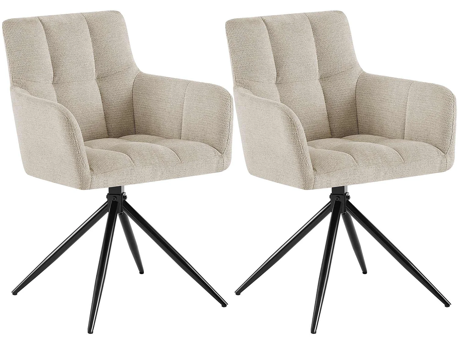 Lot de 2  chaises avec accoudoirs - Tissu - Crème - Jonah
