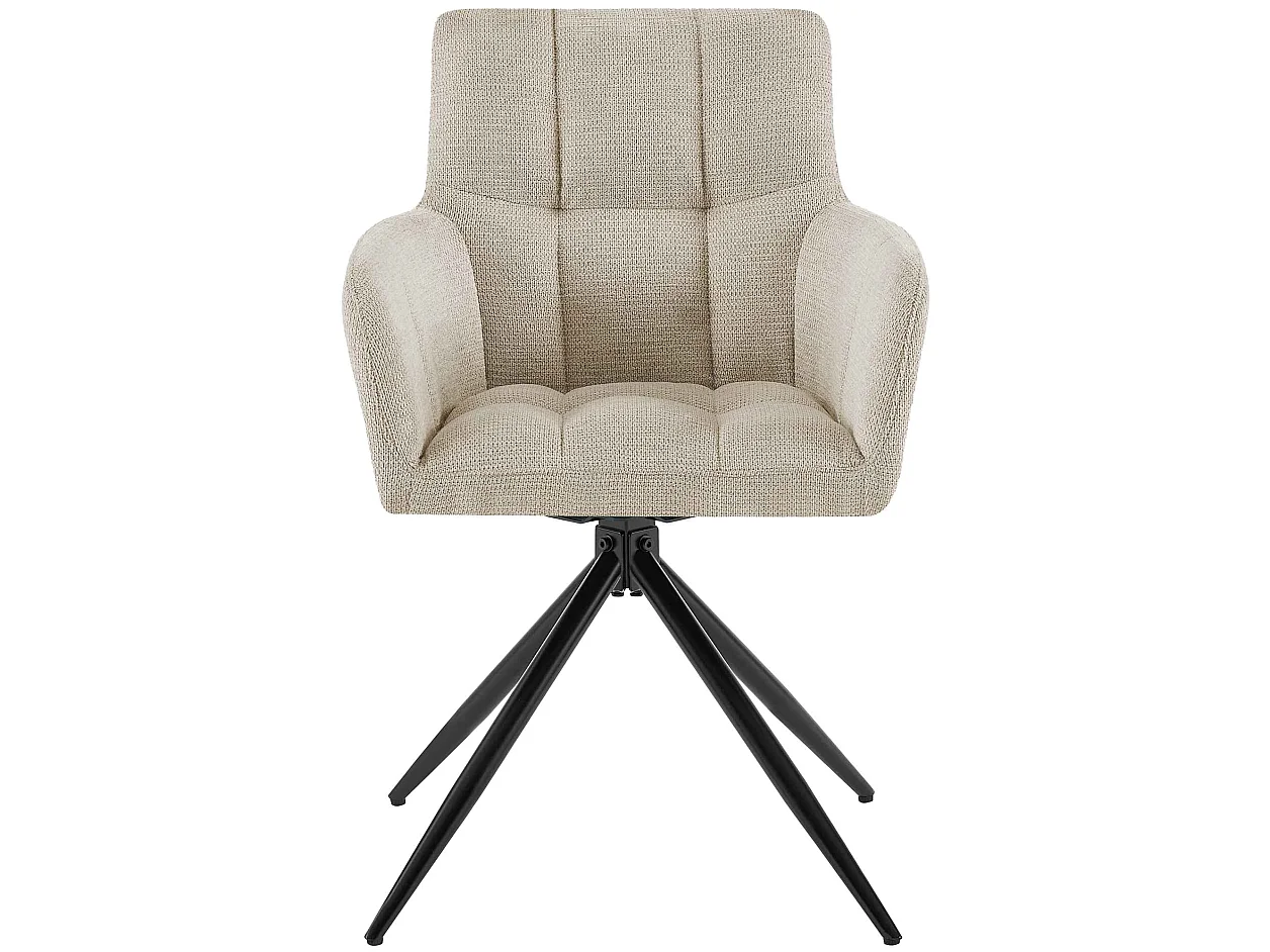 Lot de 2  chaises avec accoudoirs - Tissu - Crème - Jonah