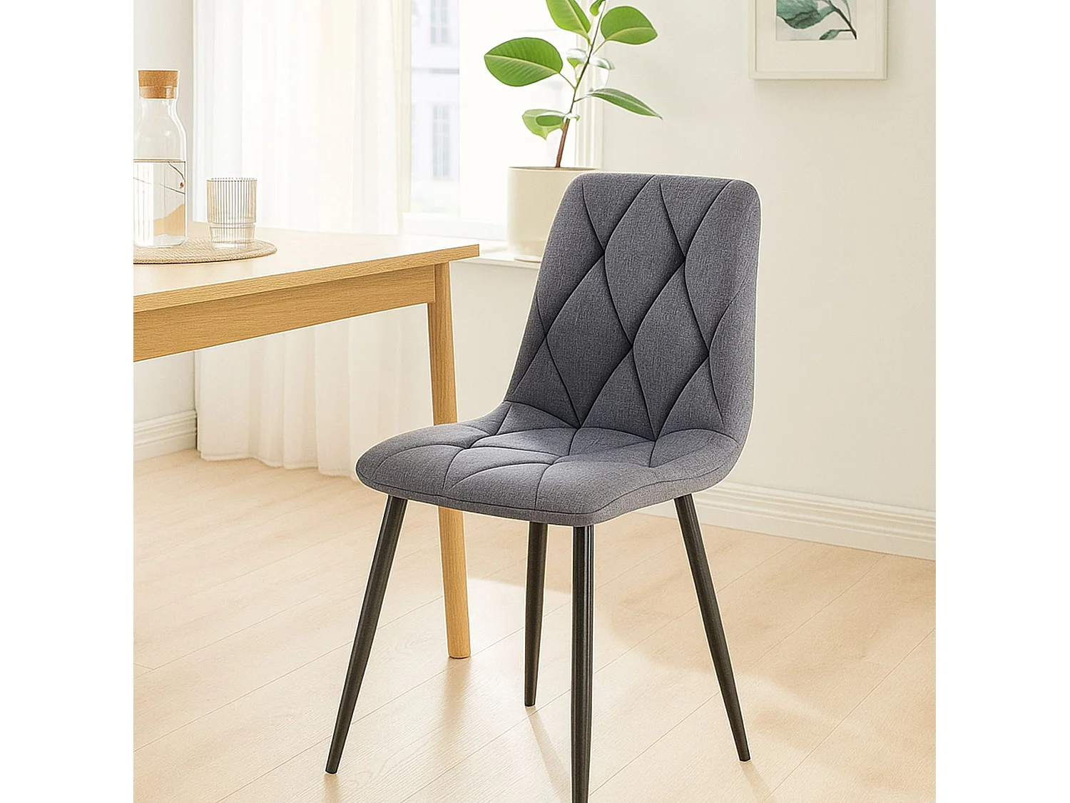 chaise salle à manger - Tissu - Gris foncé - Clairton