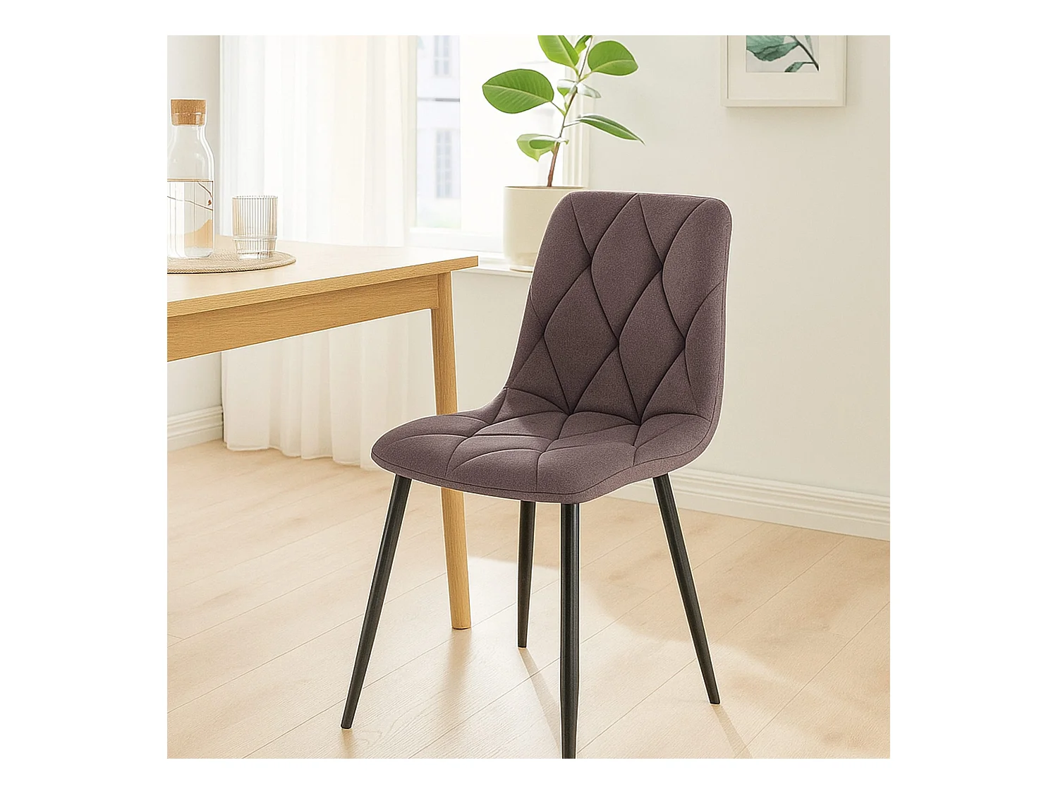 chaise salle à manger - Tissu - Marron - Clairton