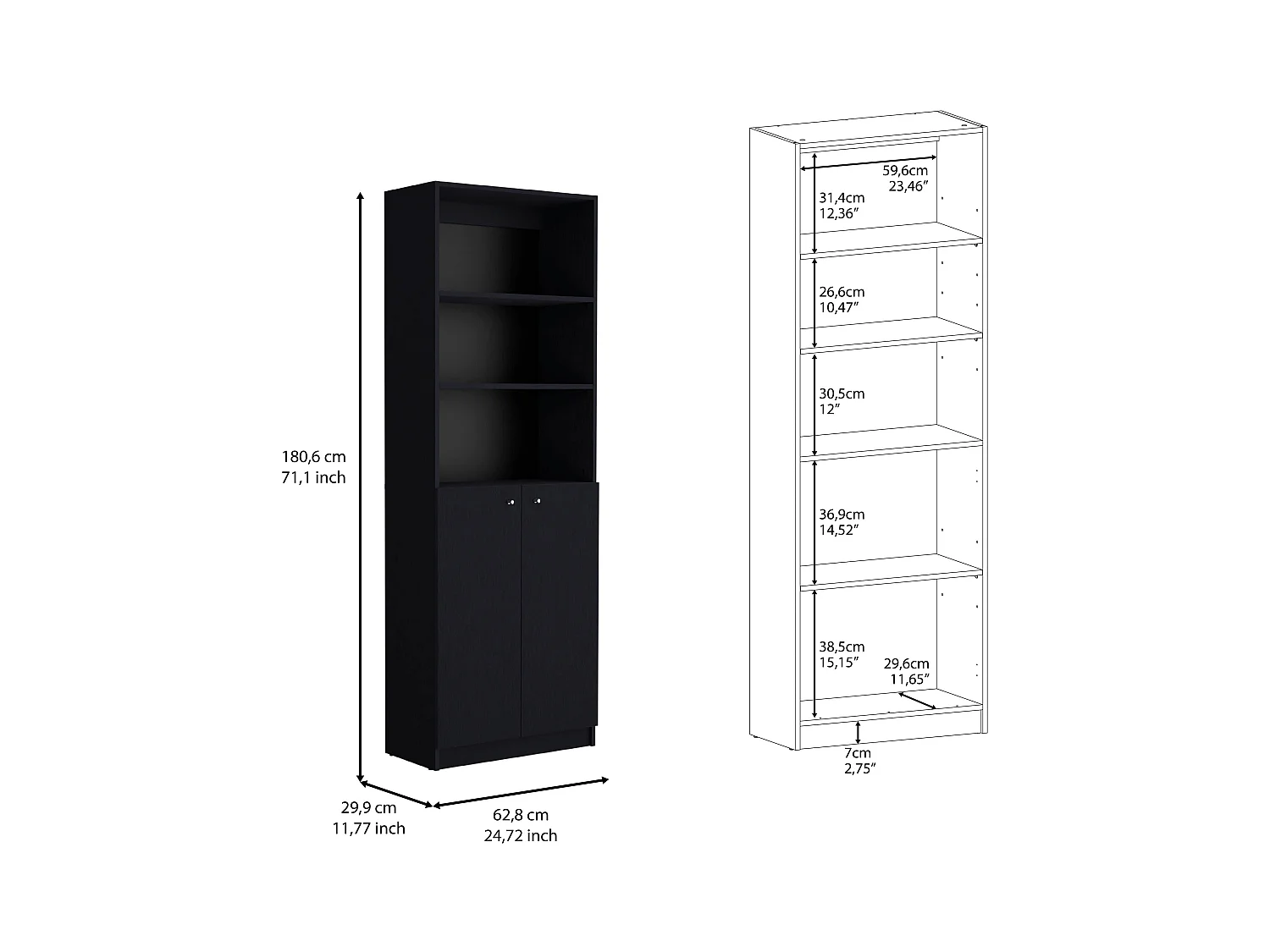 Ensemble de salon 2 pièces Cortaro avec 2 bibliothèques