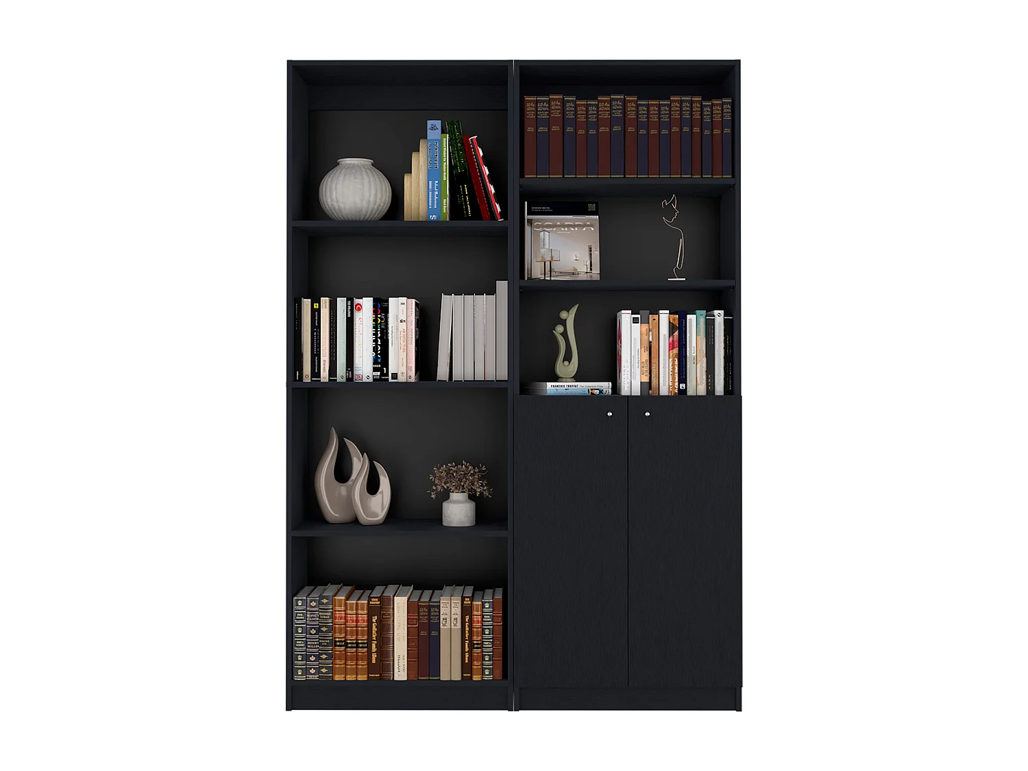 Sunnyside Set da salotto 2 pezzi con 2 librerie, Nero