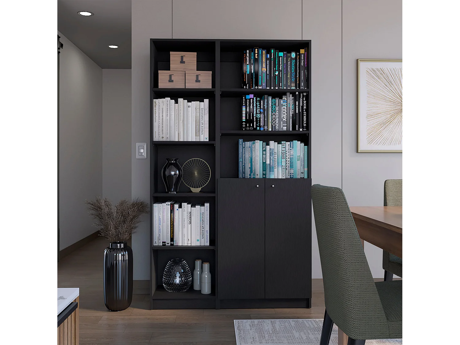 Juego de Sala de 2 Piezas Drexel con 2 Libreros, Negro