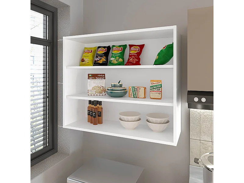 TU HOME Armoire Murale Chinle en Mélamine avec Rangement Ouvert, Blanc