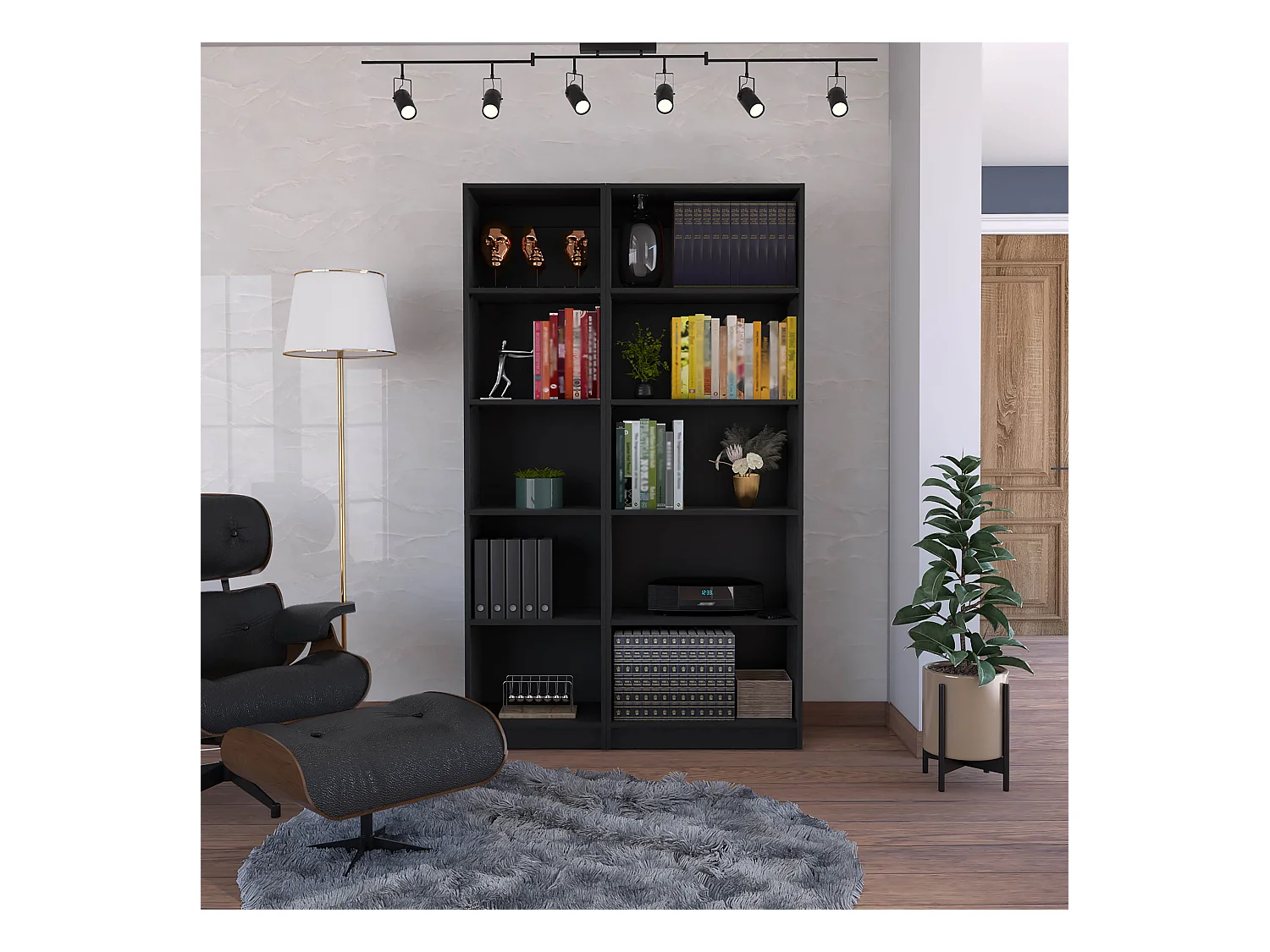 Juego de Sala de 2 Piezas Sunnyside con 2 Libreros, Wengué