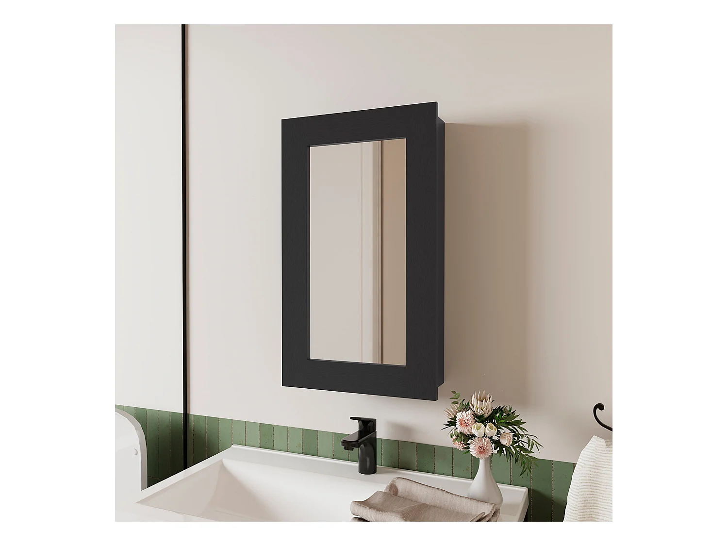 TUHOME Armadietto da bagno Parks, nero