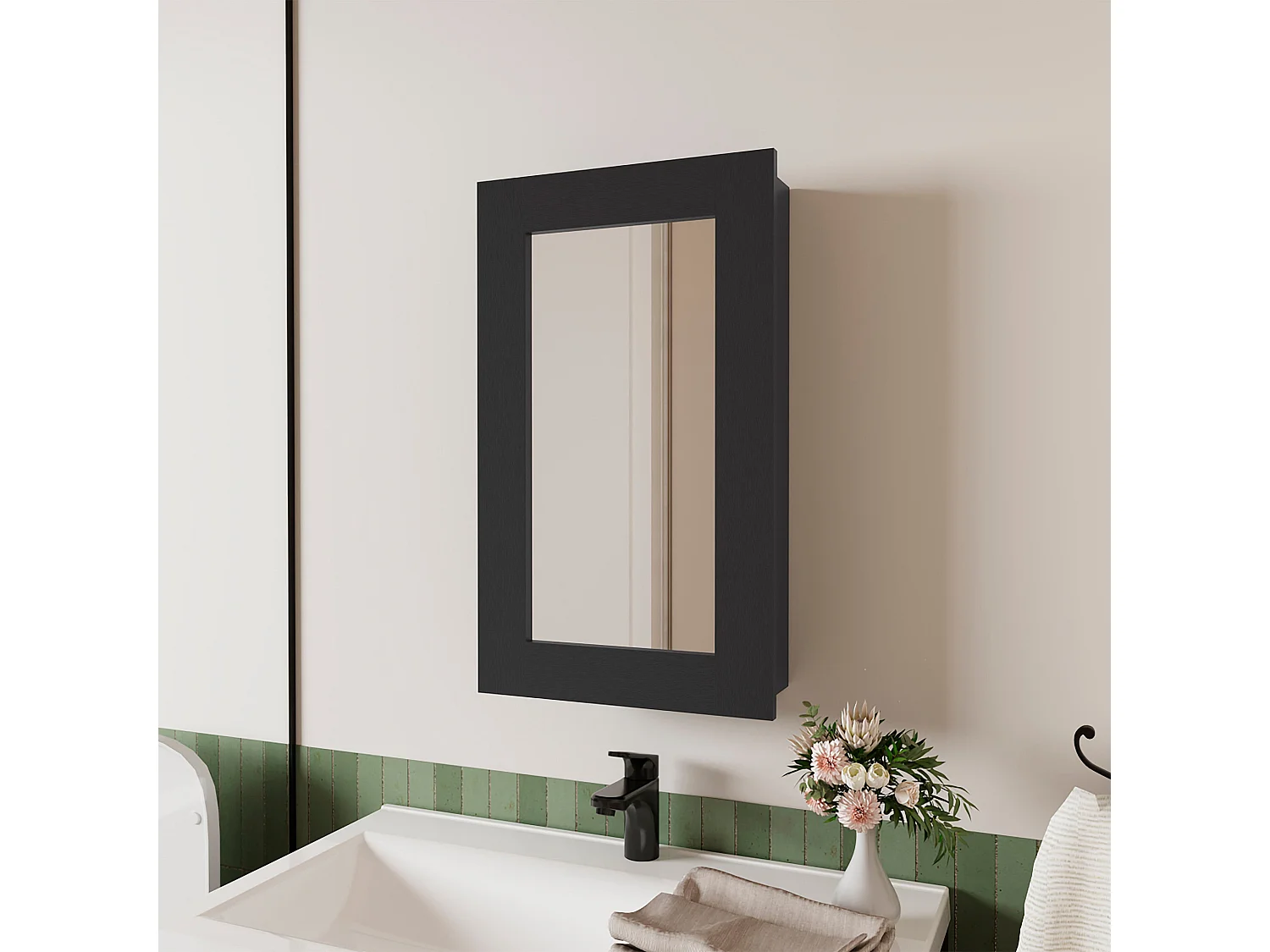 TUHOME Armadietto da bagno Parks, nero