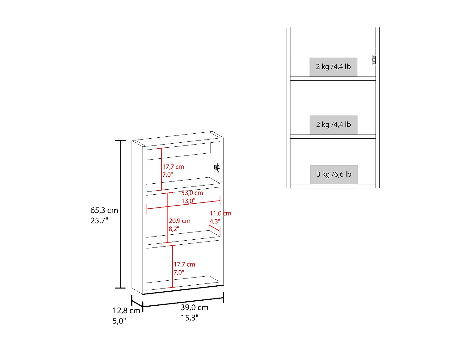 TUHOME Armadietto da bagno Parks, nero