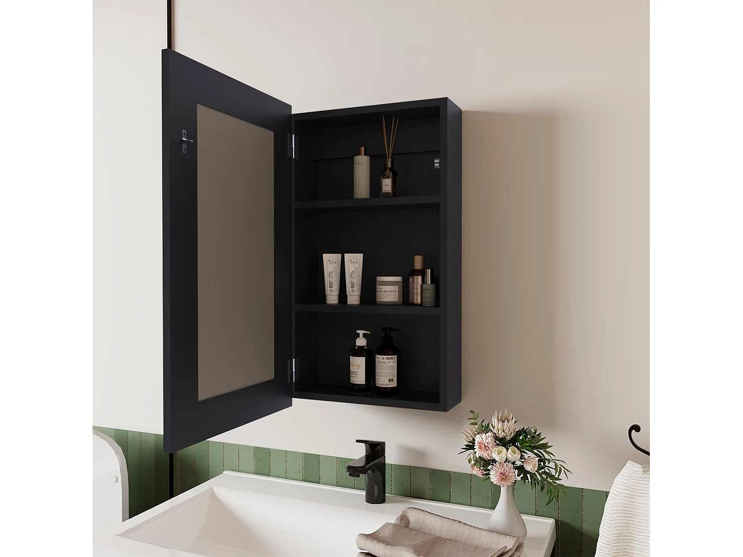 TUHOME Armadietto da bagno Parks, nero
