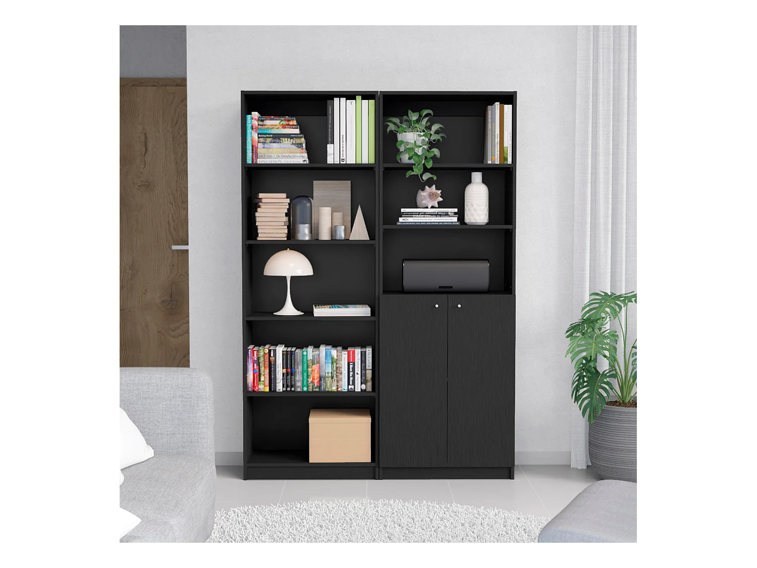 Ensemble de salon 2 pièces Reid avec 2 bibliothèques