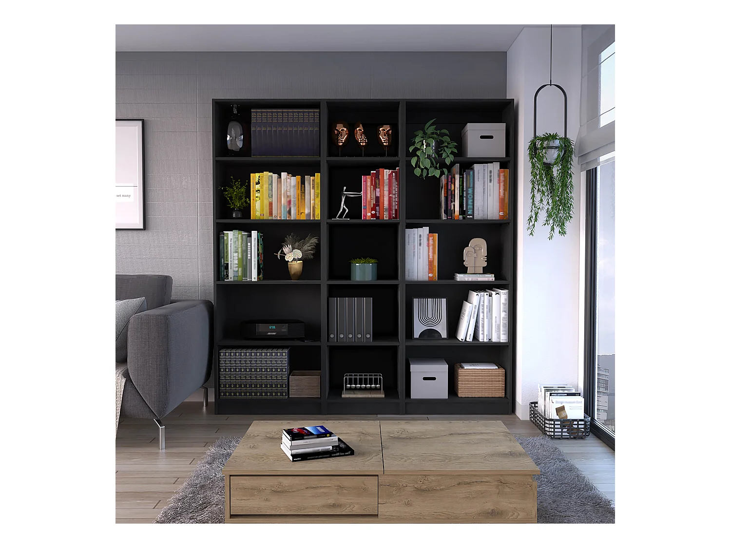 Ensemble de salon 3 pièces Holdbrook avec 3 bibliothèques