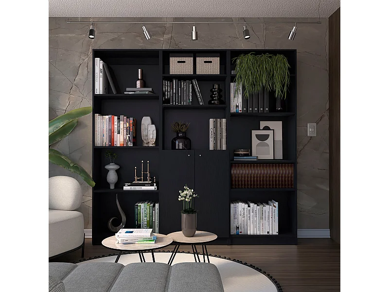 Oracle - Ensemble de salon 3 pièces avec 3 bibliothèques