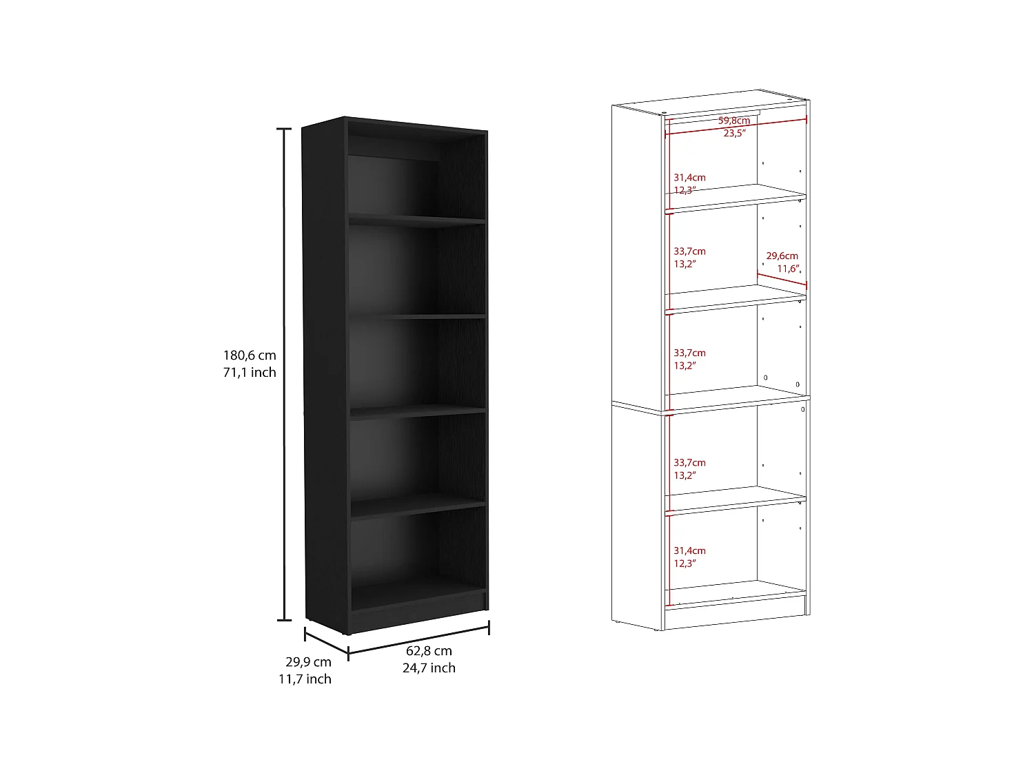 Oracle - Juego de Sala de 3 Piezas con 3 Libreros, Wengué