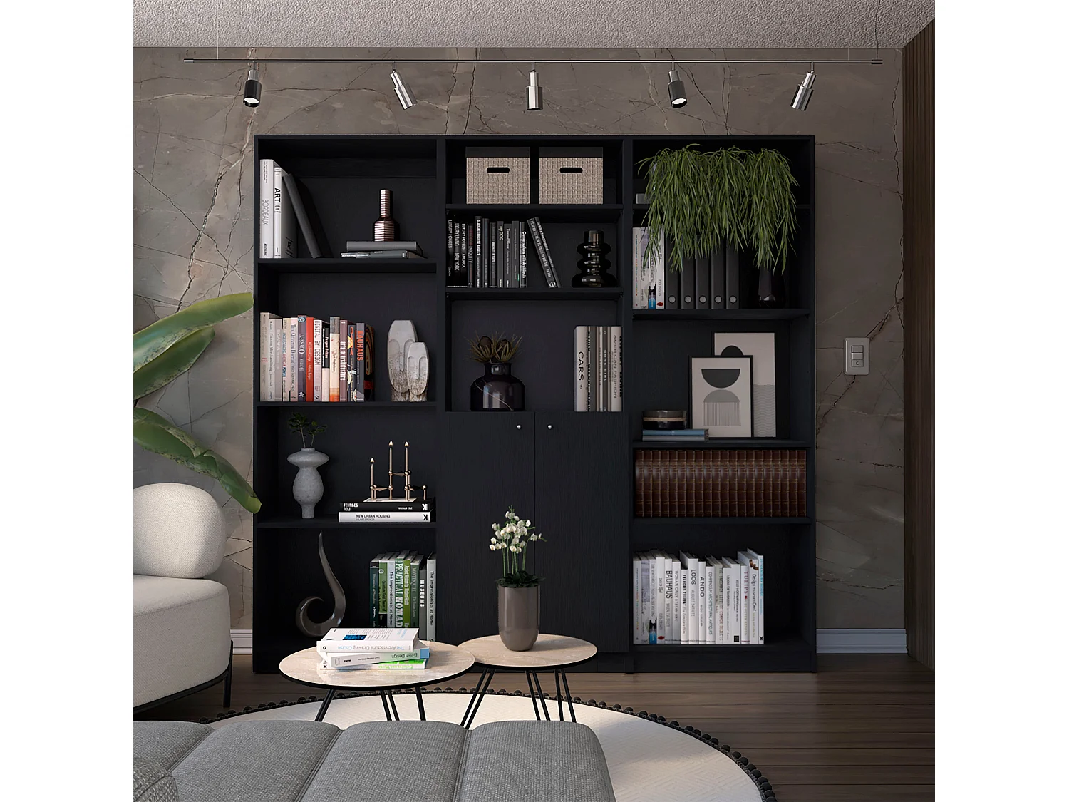 Oracle - Juego de Sala de 3 Piezas con 3 Libreros, Wengué