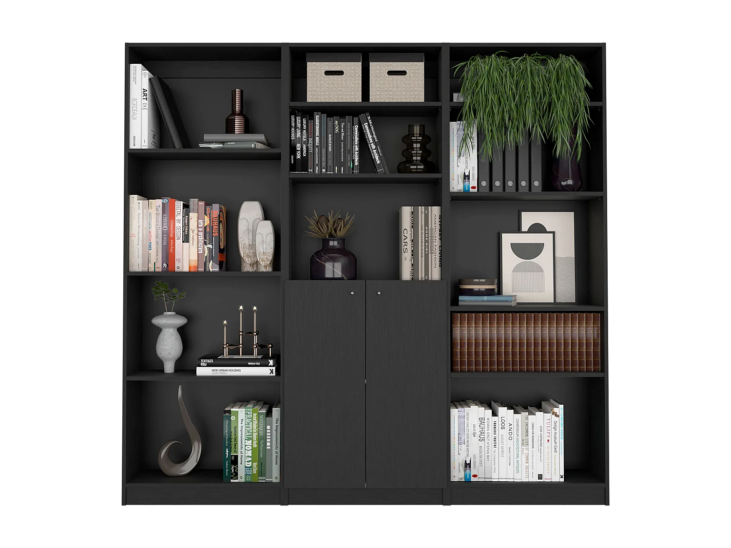 Oracle - Juego de Sala de 3 Piezas con 3 Libreros, Wengué