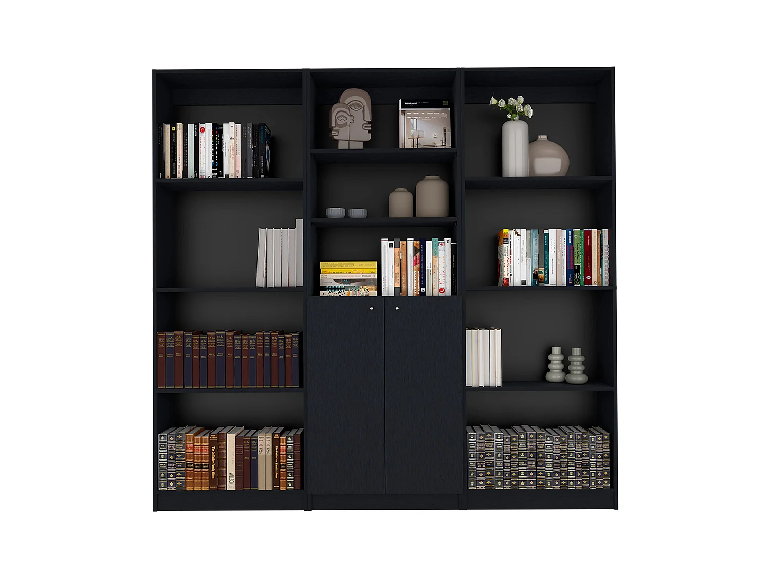 Munds Juego de Sala de 3 Piezas con 3 Libreros, Wengué