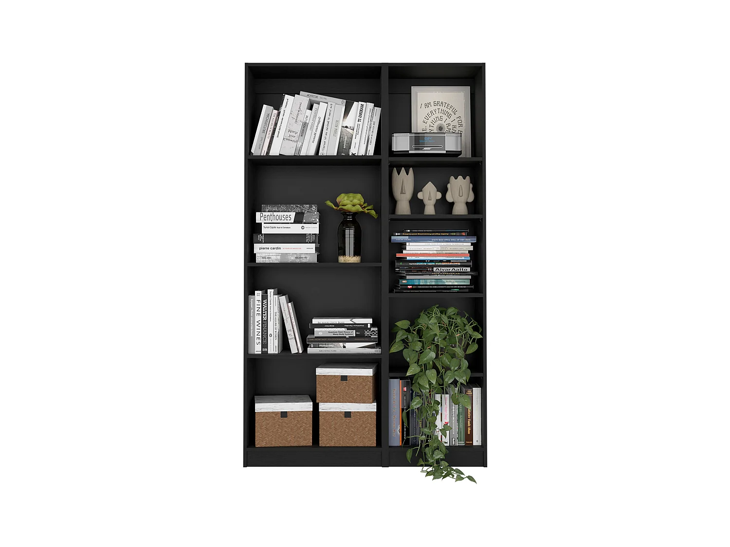 Sutton Slim - Juego de Sala de 2 Piezas con 2 Libreros, Negro