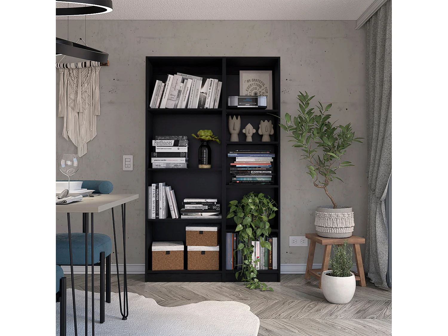 Sutton Slim - Juego de Sala de 2 Piezas con 2 Libreros, Negro