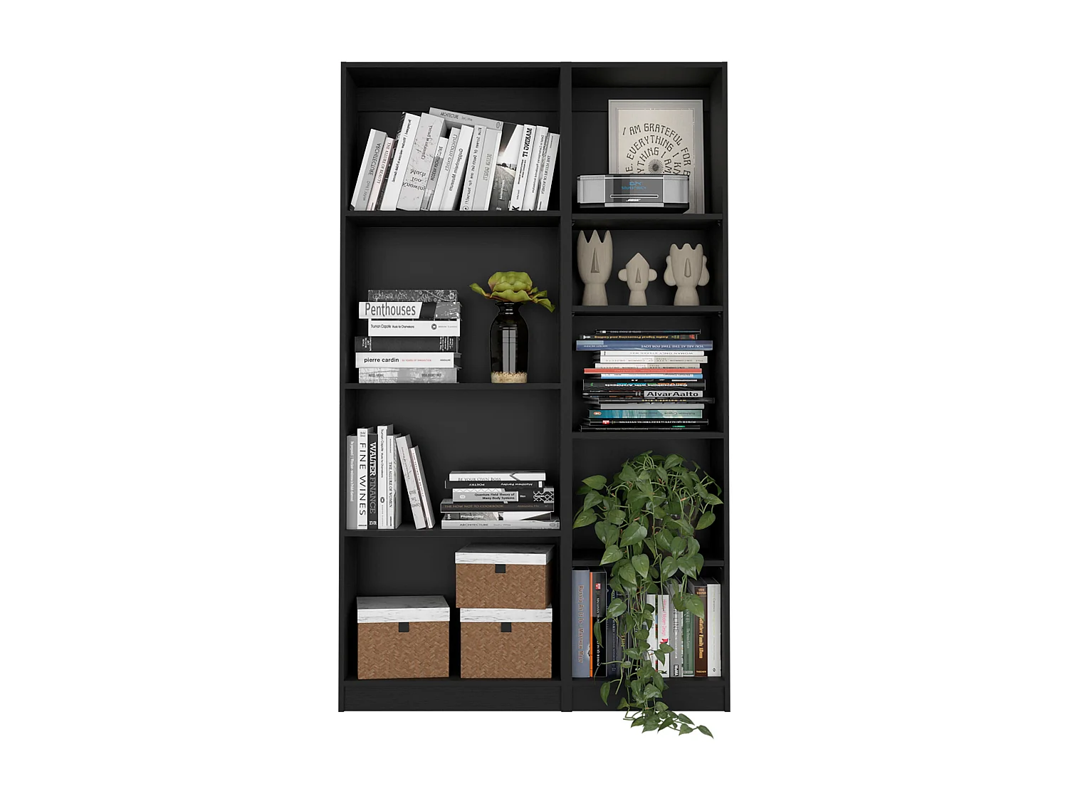 Sutton Slim - Juego de Sala de 2 Piezas con 2 Libreros, Negro