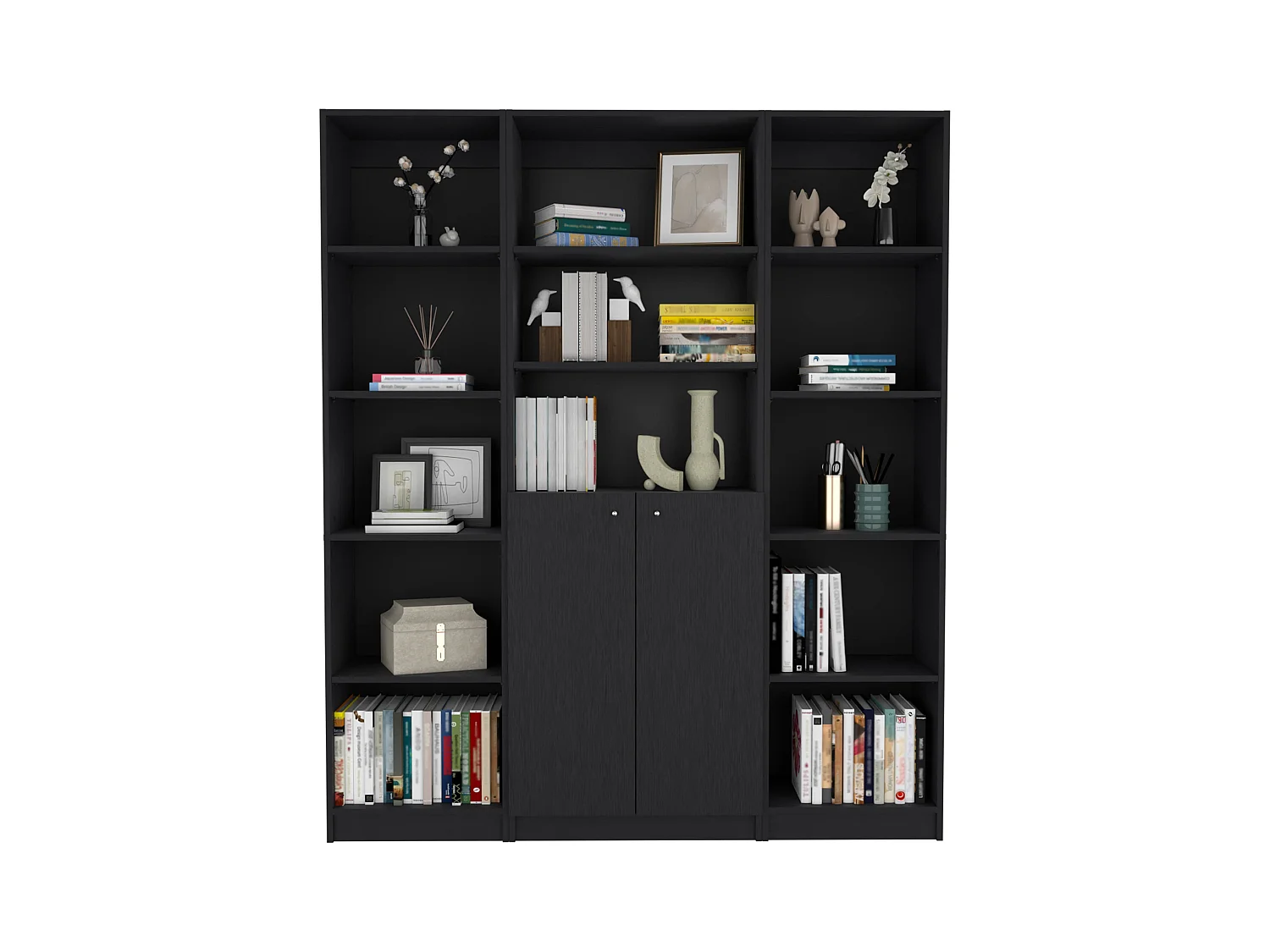 Atoka - Ensemble de salon 3 pièces avec 3 bibliothèques