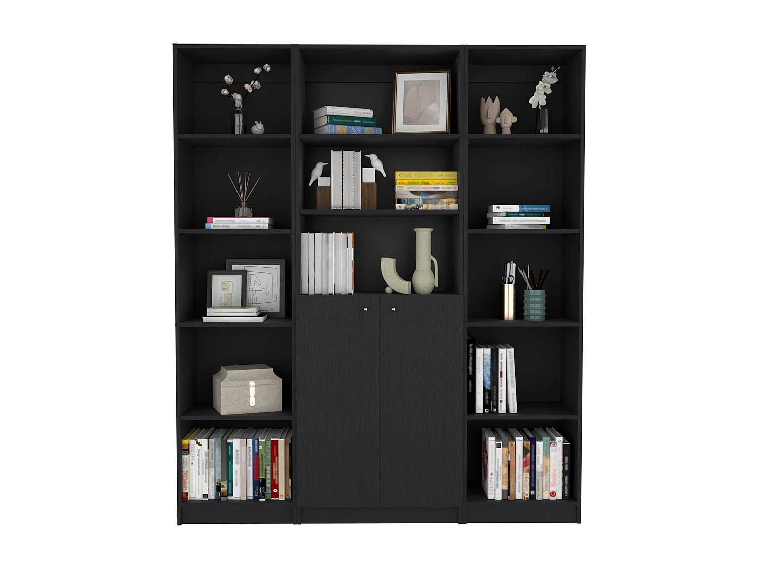 Atoka - Juego de Sala de 3 Piezas con 3 Libreros, Wengué