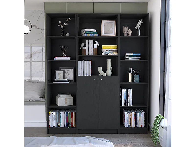 Atoka - Juego de Sala de 3 Piezas con 3 Libreros, Wengué