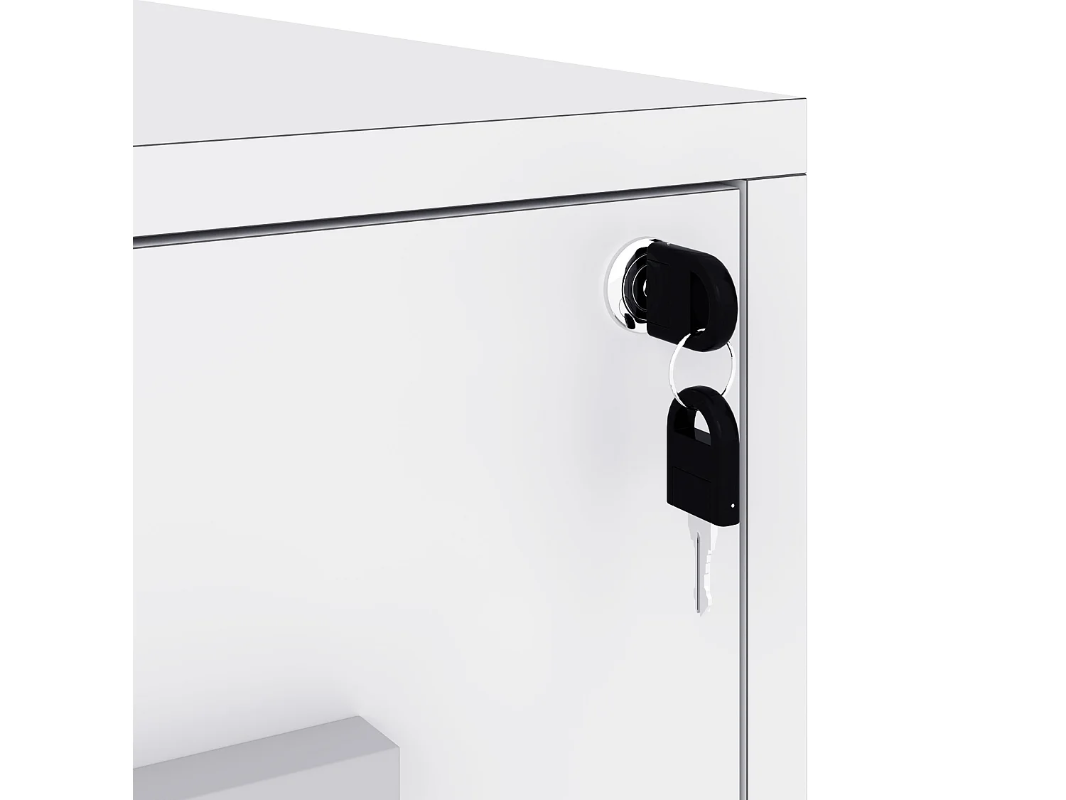 Classeur mobile - 3 tiroirs verrouillables - Support d'imprimante - 1 porte, 4 roulettes - 60 x 40 x 57 cm - Blanc
