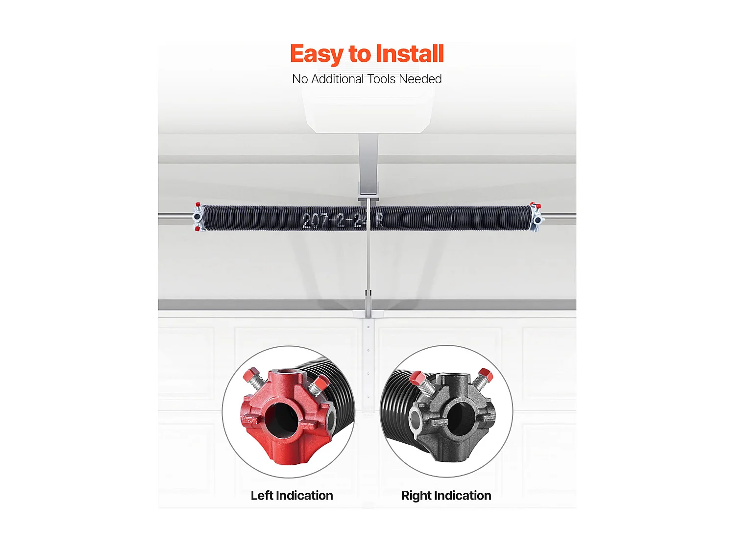 Par de Molas de Torção SucceBuy para Portão de Garagem, 0.5 x 5.08 x 61cm, com Barras de Enrolamento, Revestimento Negro Eletroforético para Substituição