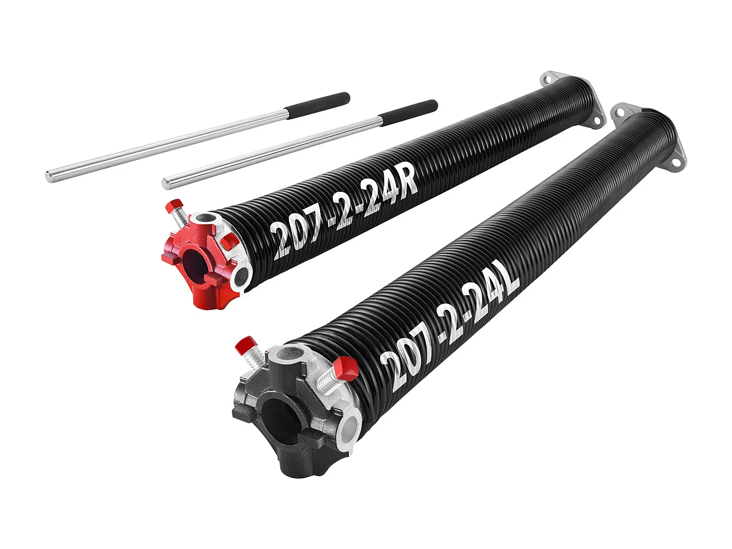 Par de Molas de Torção SucceBuy para Portão de Garagem, 0.5 x 5.08 x 61cm, com Barras de Enrolamento, Revestimento Negro Eletroforético para Substituição