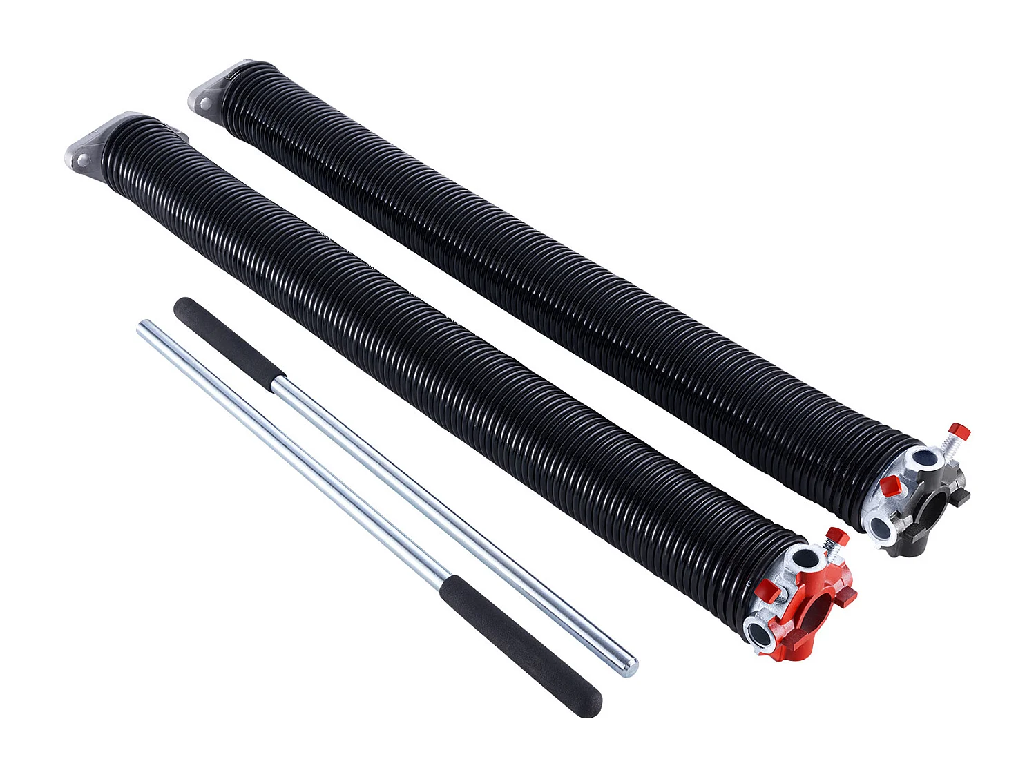 Par de Molas de Torção SucceBuy para Portão de Garagem, 0.5 x 5.08 x 61cm, com Barras de Enrolamento, Revestimento Negro Eletroforético para Substituição