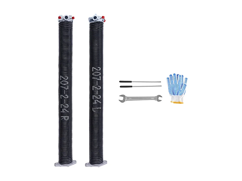 Paire de Ressorts de Torsion SucceBuy pour Porte de Garage, 0.5 x 5.08 x 61cm, avec Barres d'Enroulement, Revêtement Noir Électrophorétique pour Remplacement