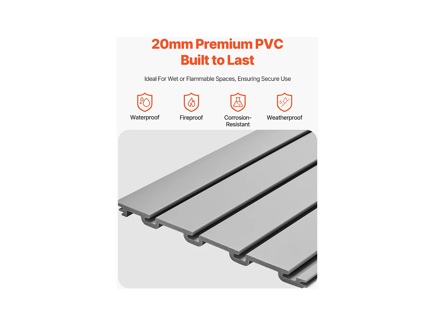 Panneaux Muraux à Lattes PVC SucceBuy, Modulaire à Outils Garage 122,5x64,5 cm, Gris