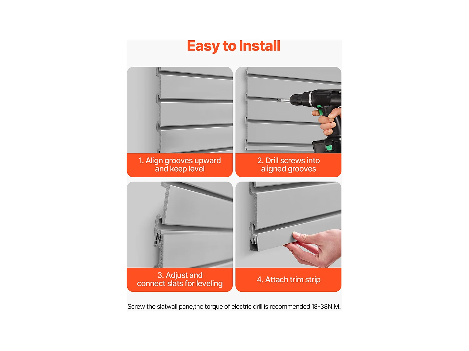 Panneaux Muraux à Lattes PVC SucceBuy, Modulaire à Outils Garage 122,5x64,5 cm, Gris