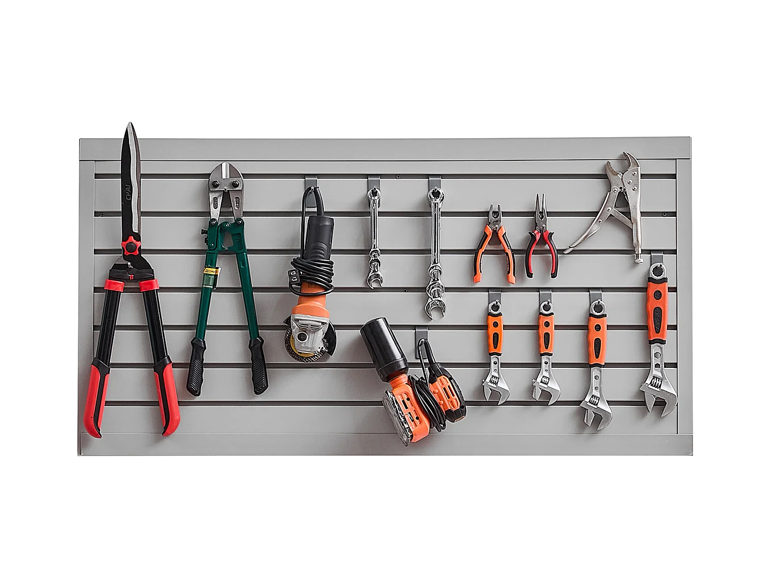 Panneaux Muraux à Lattes PVC SucceBuy, Modulaire à Outils Garage 122,5x64,5 cm, Gris