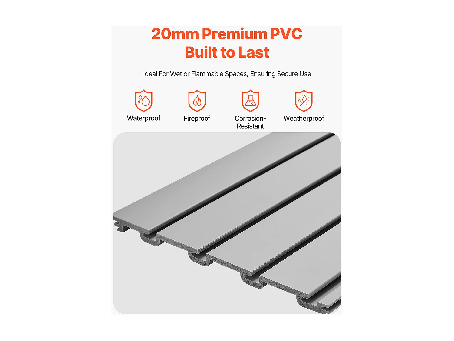 Panneaux Muraux à Lattes PVC SucceBuy, Modulaire à Outils Garage 122,5x64,5 cm, Gris