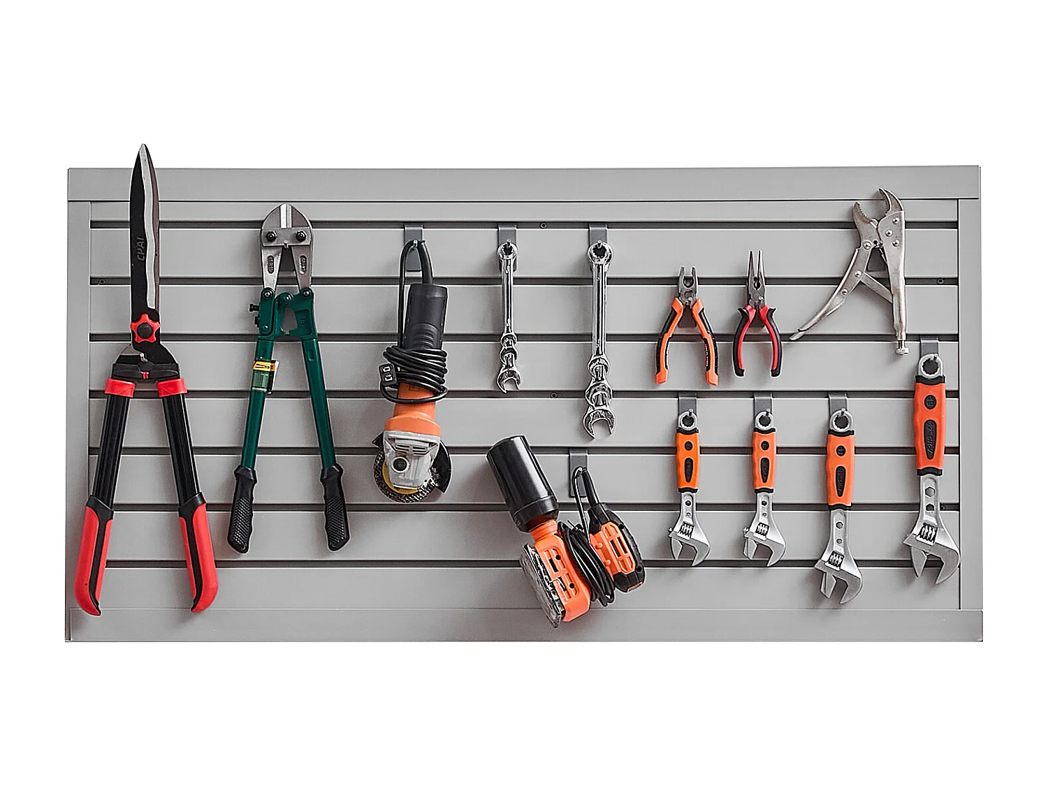 Panneaux Muraux à Lattes PVC SucceBuy, Modulaire à Outils Garage 122,5x64,5 cm, Gris