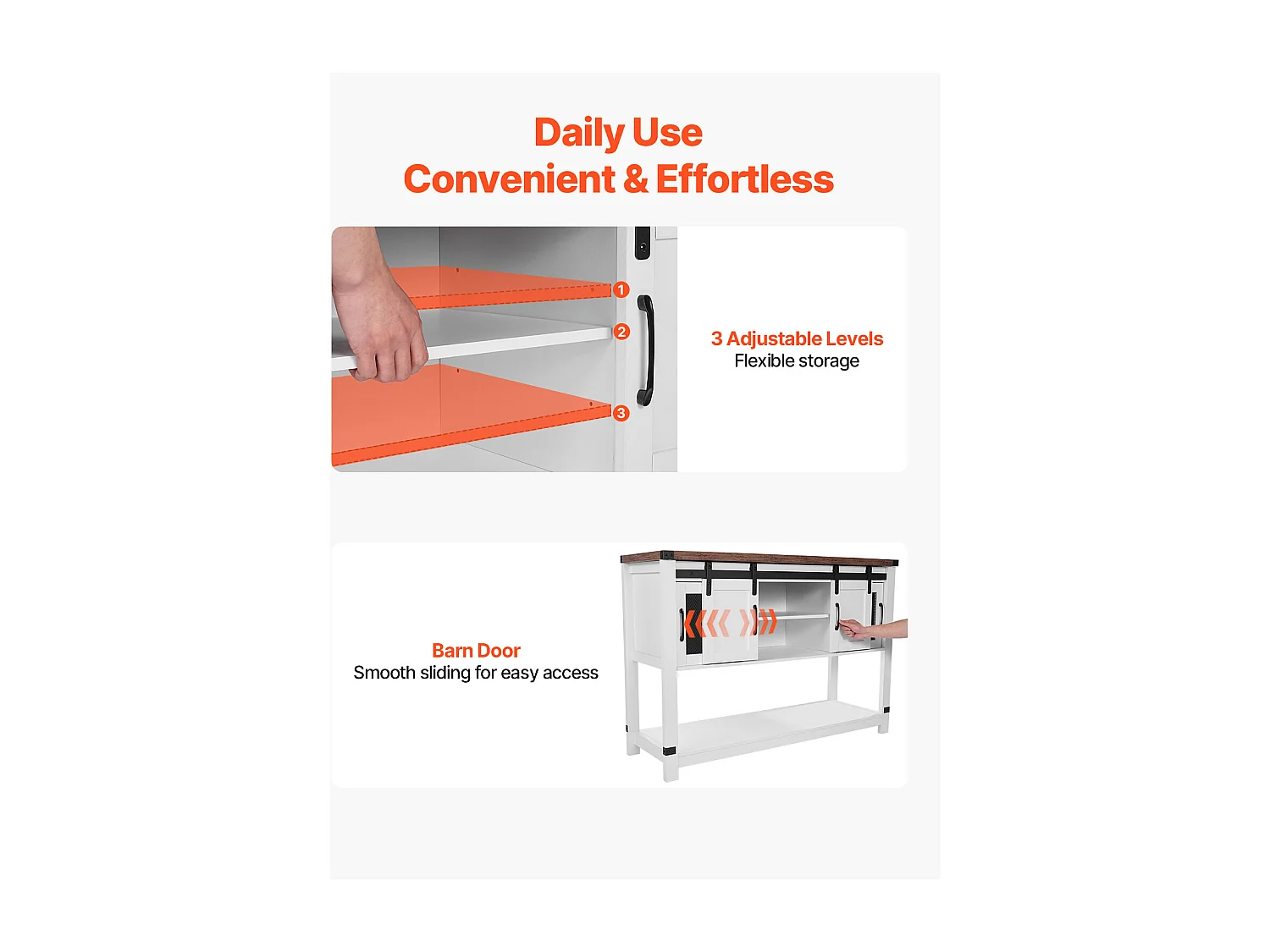 Meuble de Bar à Café SucceBuy, 120 x 39,8 x 83 cm, 4 Niveaux avec Portes Coulissantes
