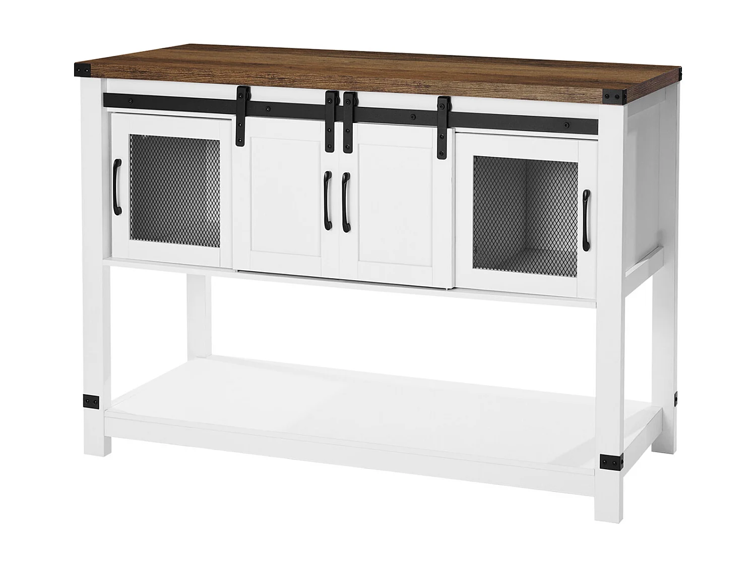 Meuble de Bar à Café SucceBuy, 120 x 39,8 x 83 cm, 4 Niveaux avec Portes Coulissantes