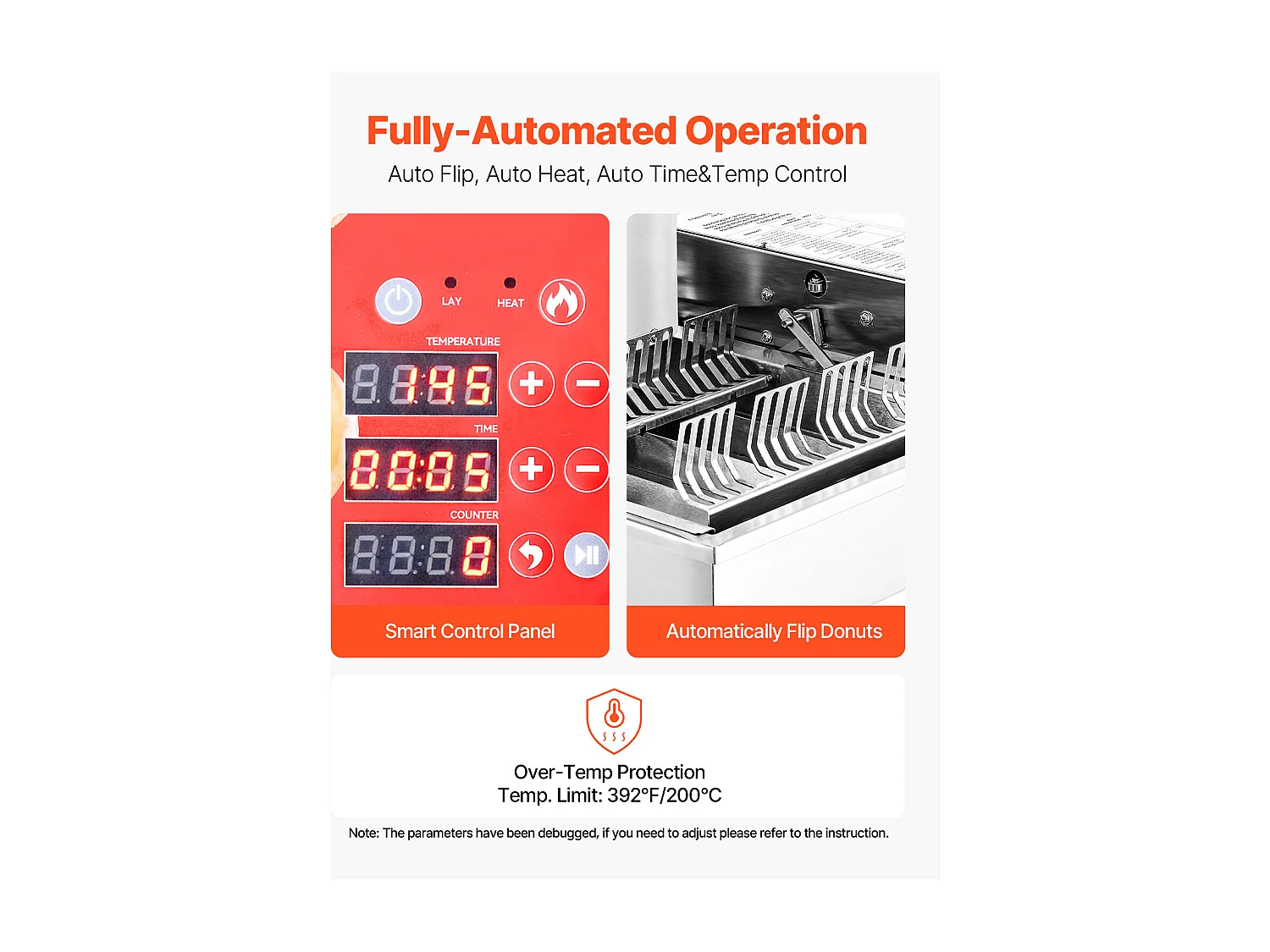 Automatyczna Maszyna do Pączków SucceBuy Elektryczna Maszyna do Pączków z 4 Rzędami, Duża Moc, 240 Sztuk/Godzinę, Zbiornik o Pojemności 3 l