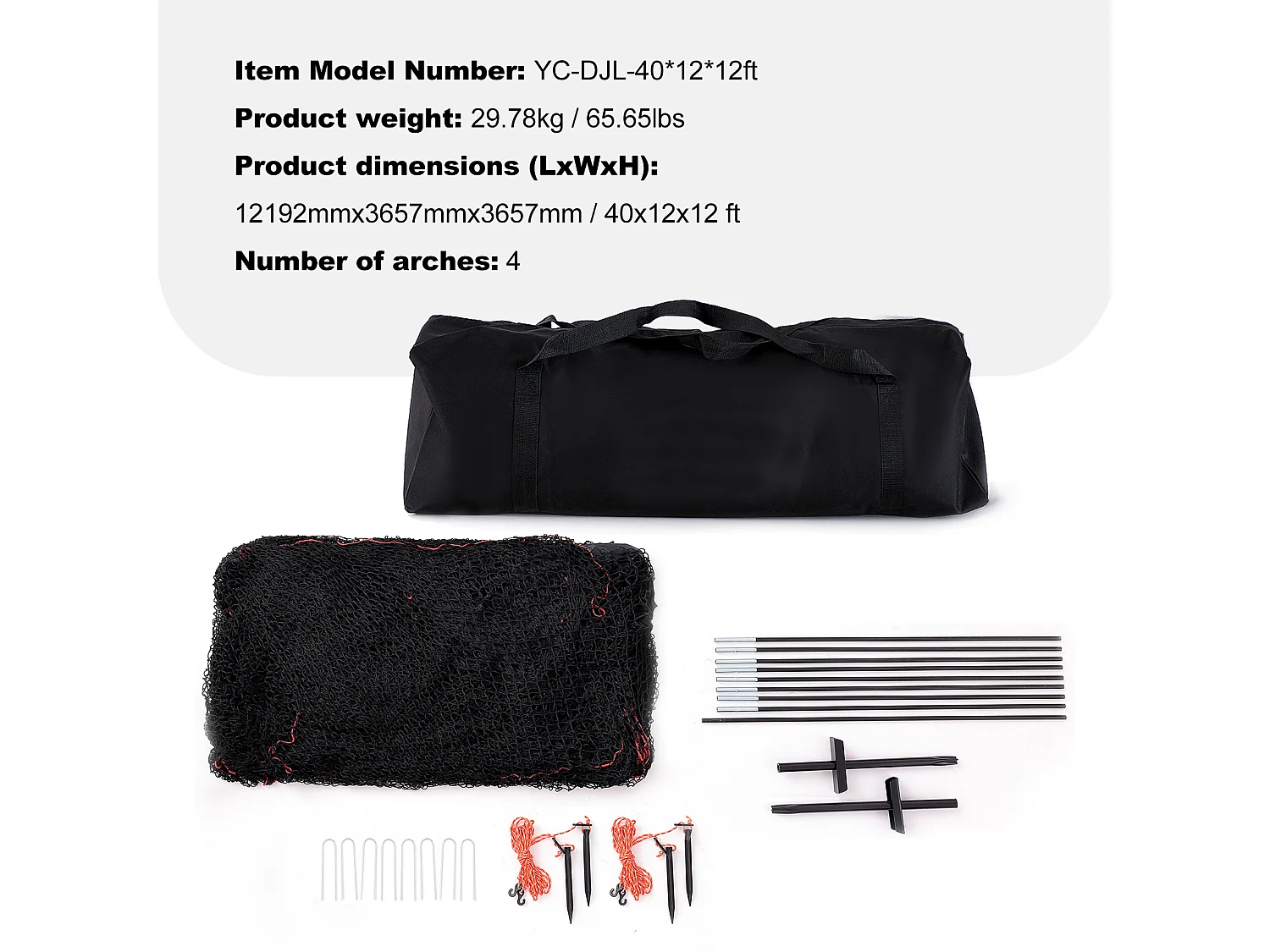 Filet et Cadre de Cage de Frappe de Baseball et de Softball SucceBuy, 12,2 m, pour Environnements Intérieurs et Extérieurs