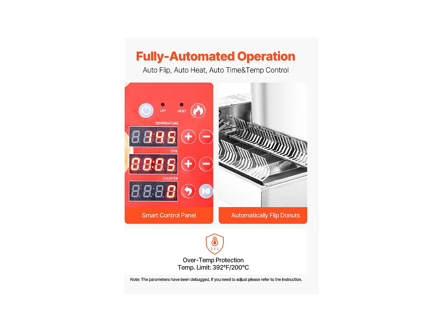 Máquina Automática Comercial para Donuts SucceBuy Aparelho Elétrico para Donuts com 6 Fileiras, Alta Potência, 360 Unidades/Hora, Funil de 4,5 L