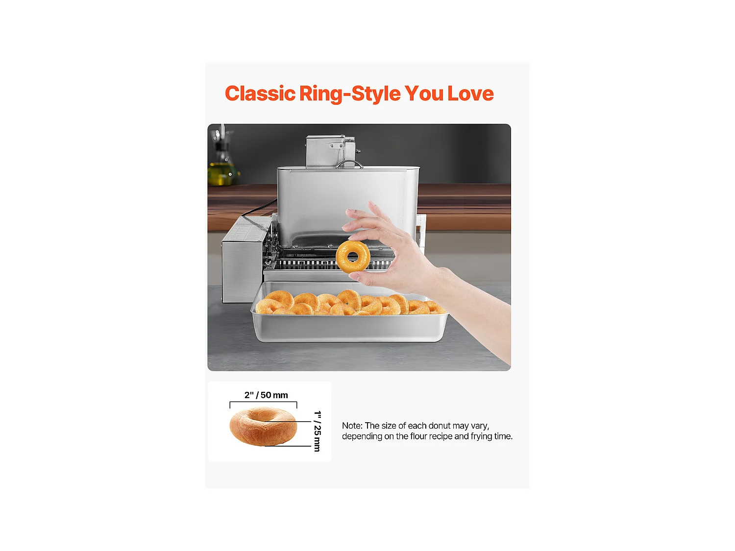 Máquina Automática Comercial para Donuts SucceBuy Aparelho Elétrico para Donuts com 6 Fileiras, Alta Potência, 360 Unidades/Hora, Funil de 4,5 L