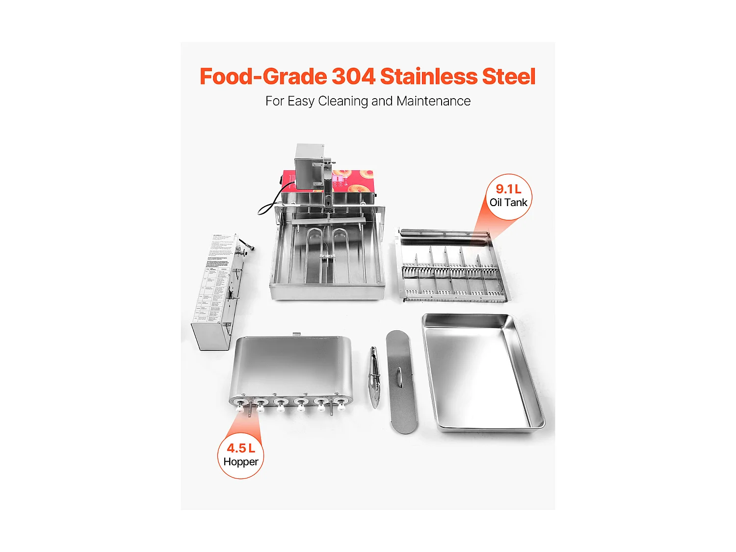 Máquina Automática Comercial para Donuts SucceBuy Aparelho Elétrico para Donuts com 6 Fileiras, Alta Potência, 360 Unidades/Hora, Funil de 4,5 L
